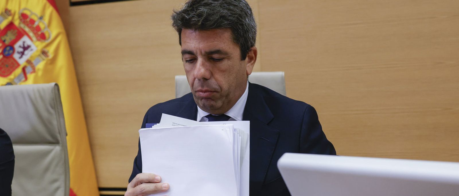El president en funcions de la Generalitat, Carlos Mazón, durant la compareixença en la comissió d'investigació del Congrés
