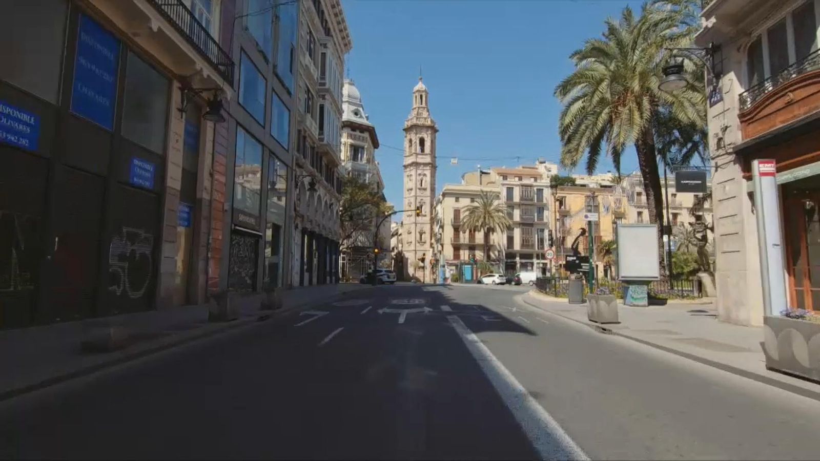 El carrer de la pau de València, durant el confinament domiciliari