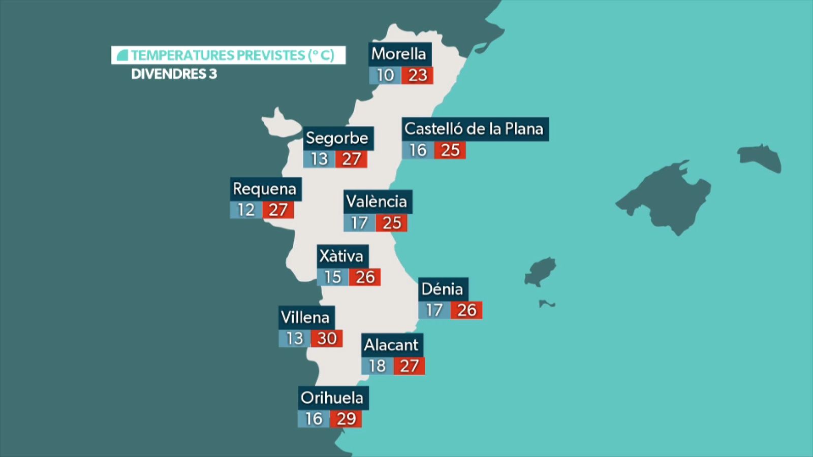 Les temperatures previstes este divendres