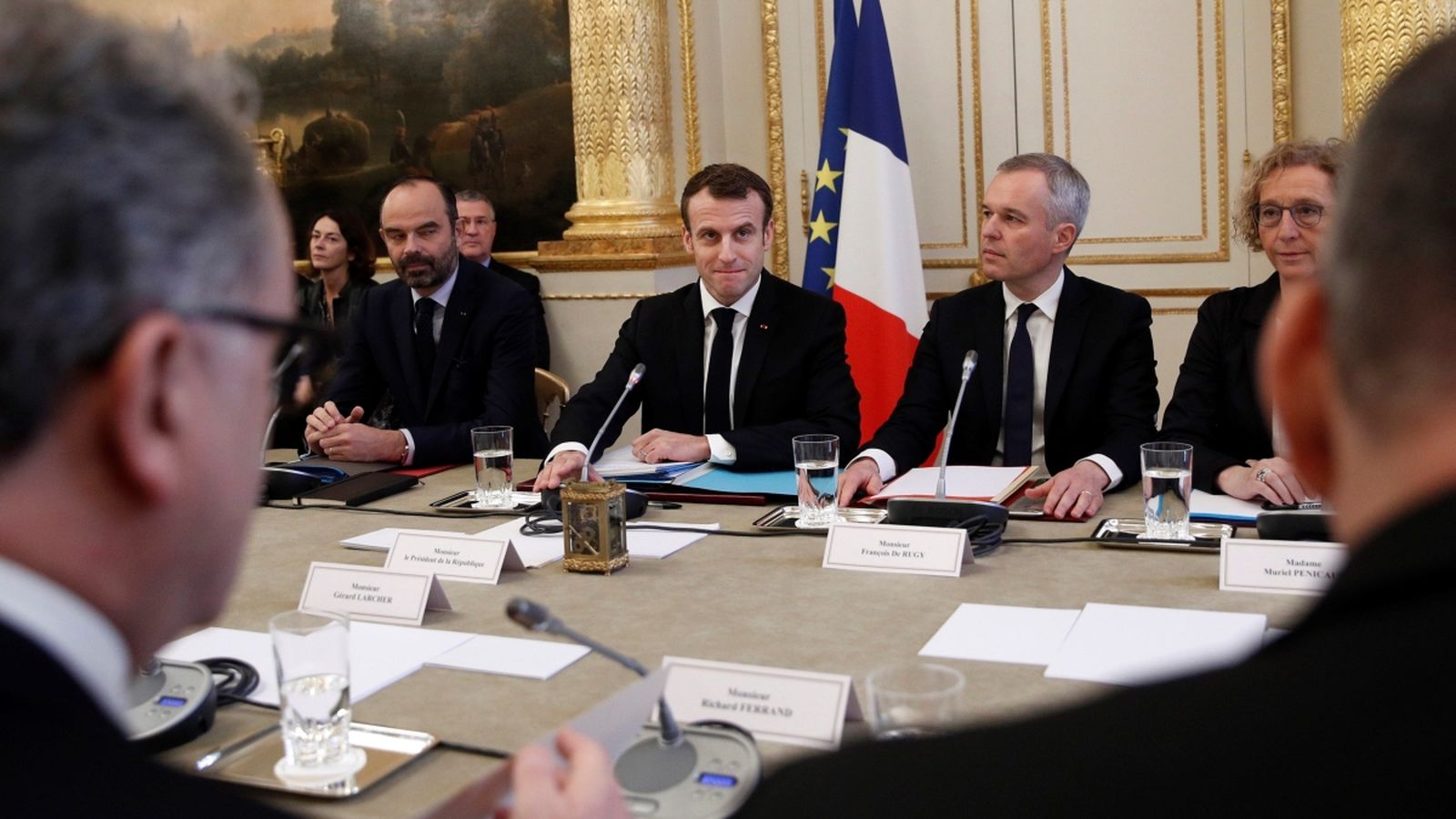 El president Macron, reunit amb la representació sindical