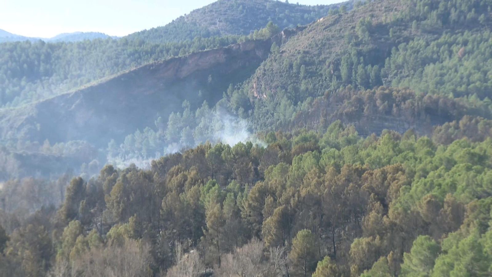 La zona afectada per l'incendi declarat a Fanzara, aquest dilluns