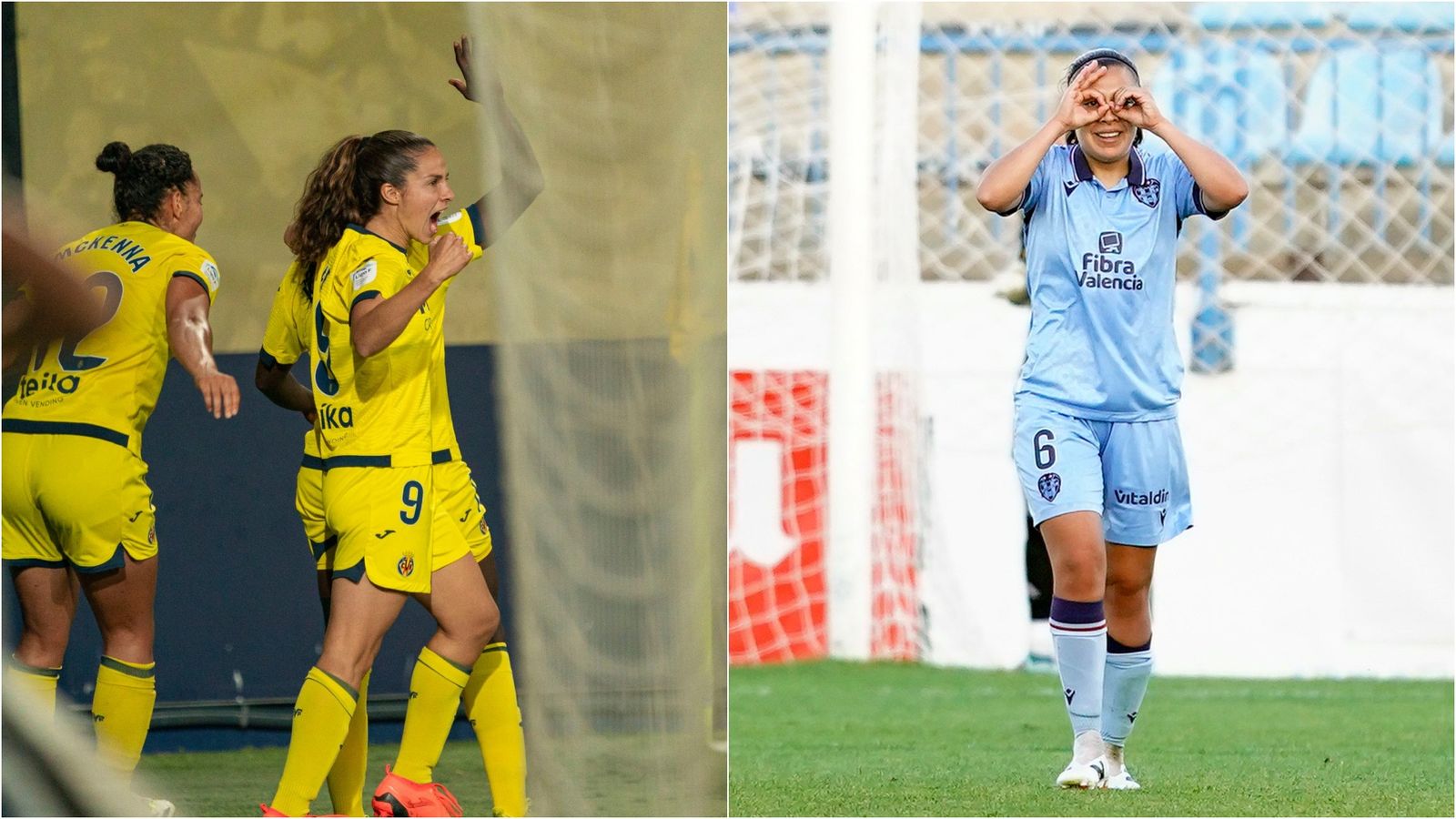 Les jugadores del Vila-real i del Llevant celebren un gol