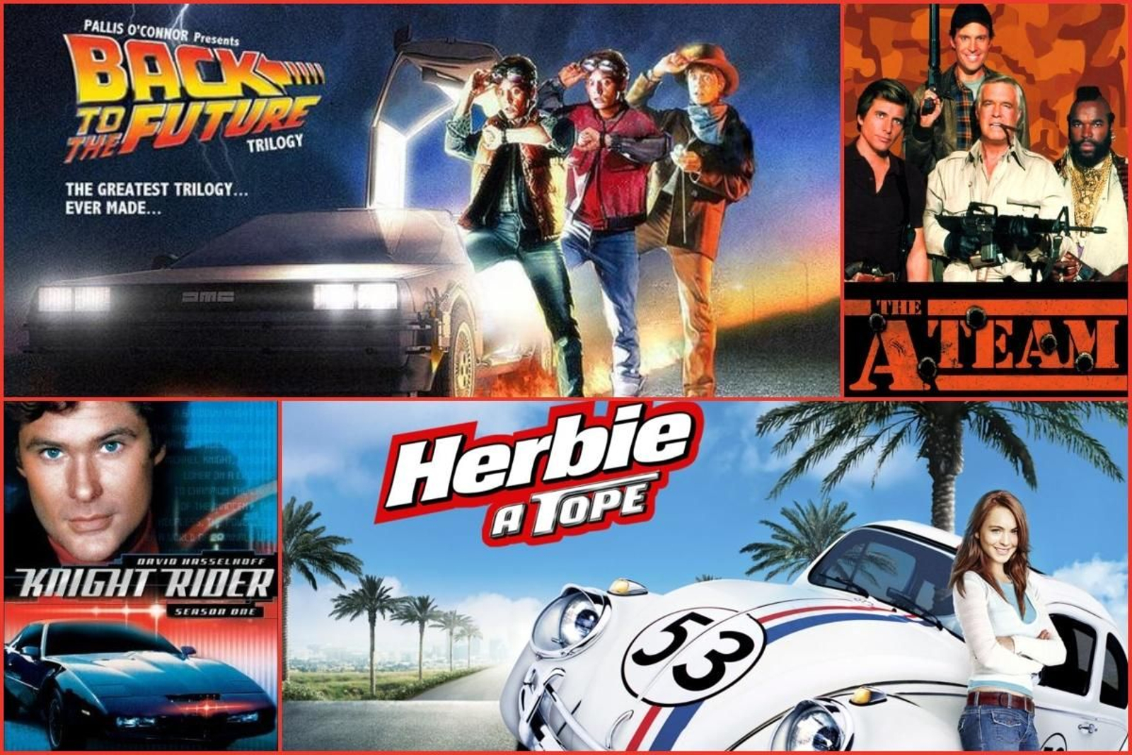 Cartells de 'Retorn al futur', 'L'equip A', 'El cotxe fantàstic' i Herbie'