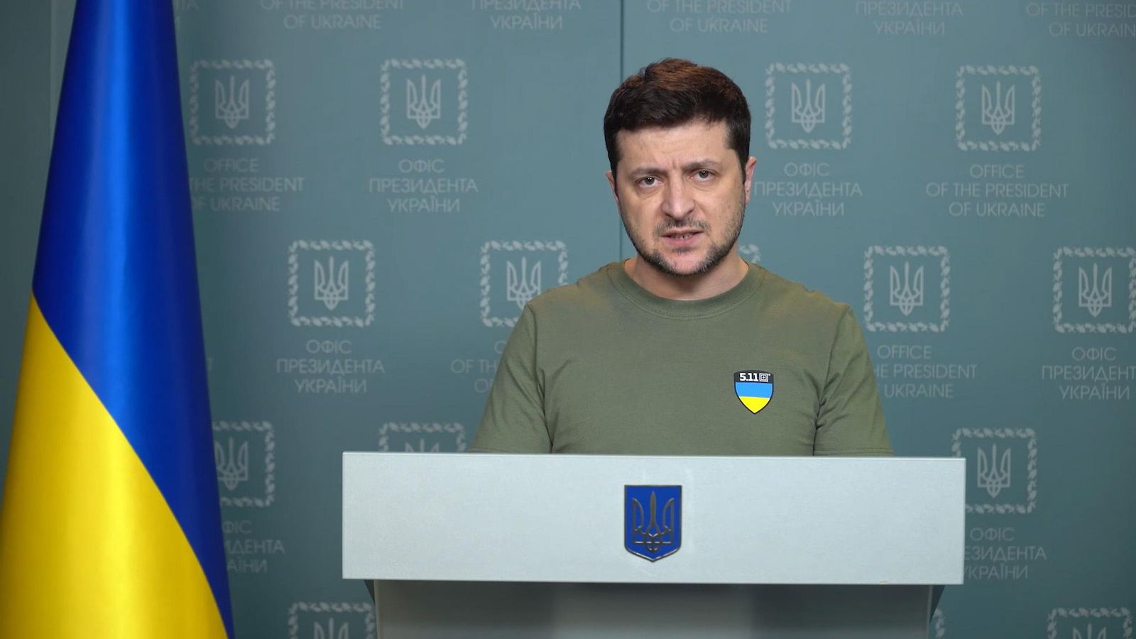 El president d'Ucarïna, Volodymyr Zelensky, durant unes declaracions que ha fet aquest 3 de març