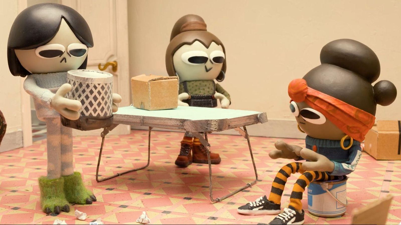 Una de les escenes de 'Becarias', el curt d'animació valencià, nominat en la categoria de Millor curtmetratge d’animació