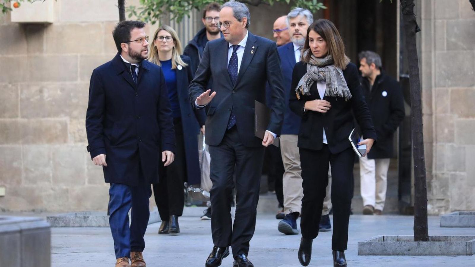Pere Aragonès, Quim Torra i Meritxell Budó