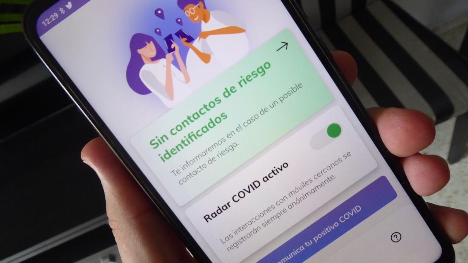 Aplicació Radar Covid en un telèfon mòbil. (EuropaPress)