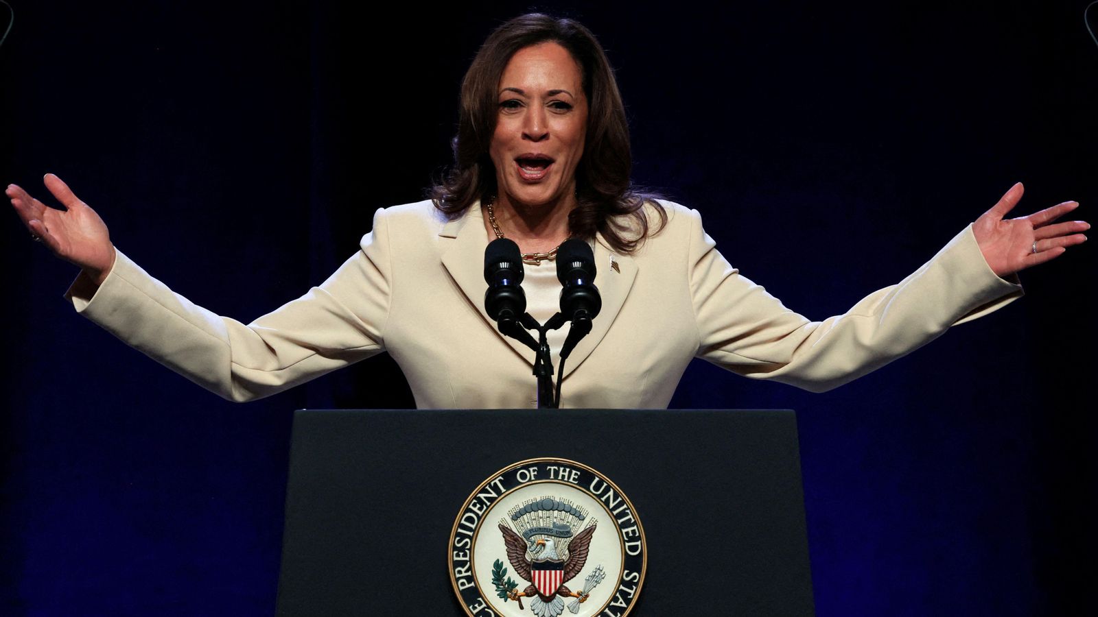 La vicepresidenta nord-americana Kamala Harris intervé en una convenció del passat 27 de juny