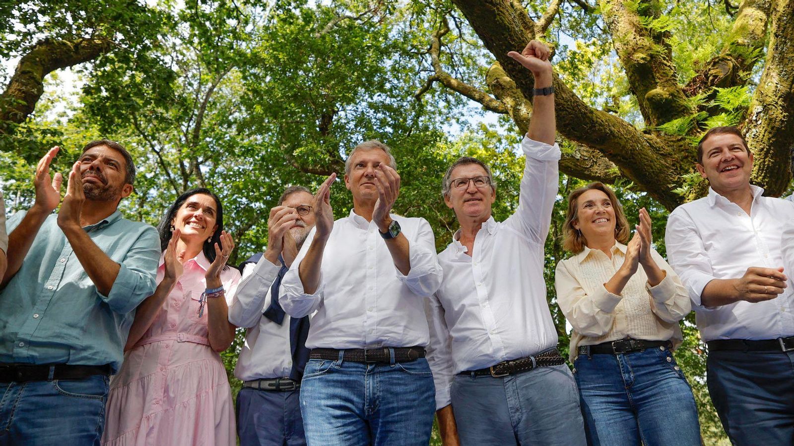 El líder del PP, Alberto Núñez Feijóo, enceta el curs polític acompanyat de Rajoy i dels presidents Mazón, Rueda i Mañueco