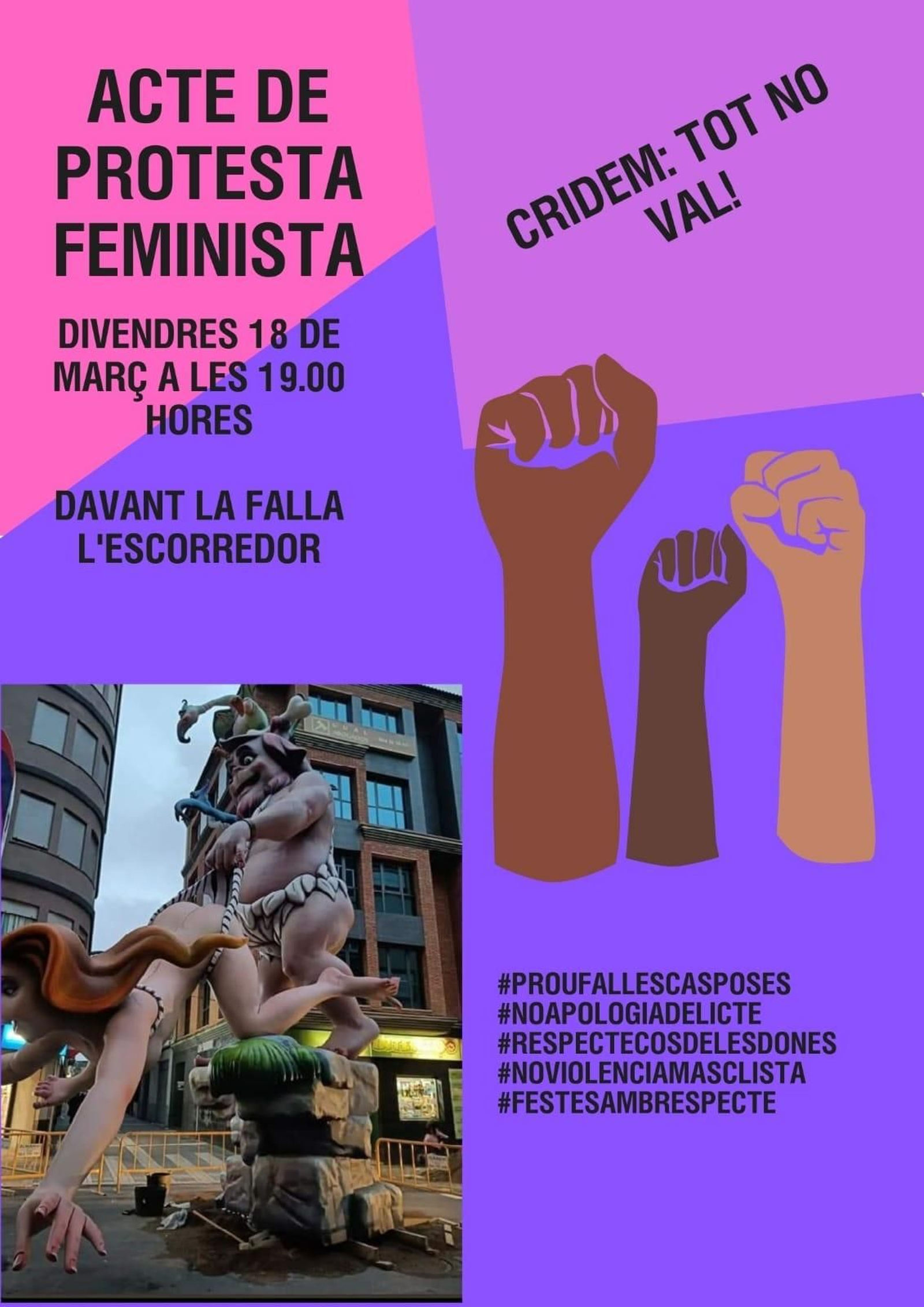 Cartell de la convocatòria per protestar contra la falla l'Escorredor de Borriana