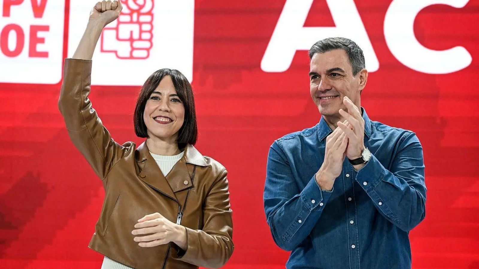 Diana Mortant i Pedro Sánchez en l'acte de nomenament de la socialista i secretària general del PSPV-PSOE