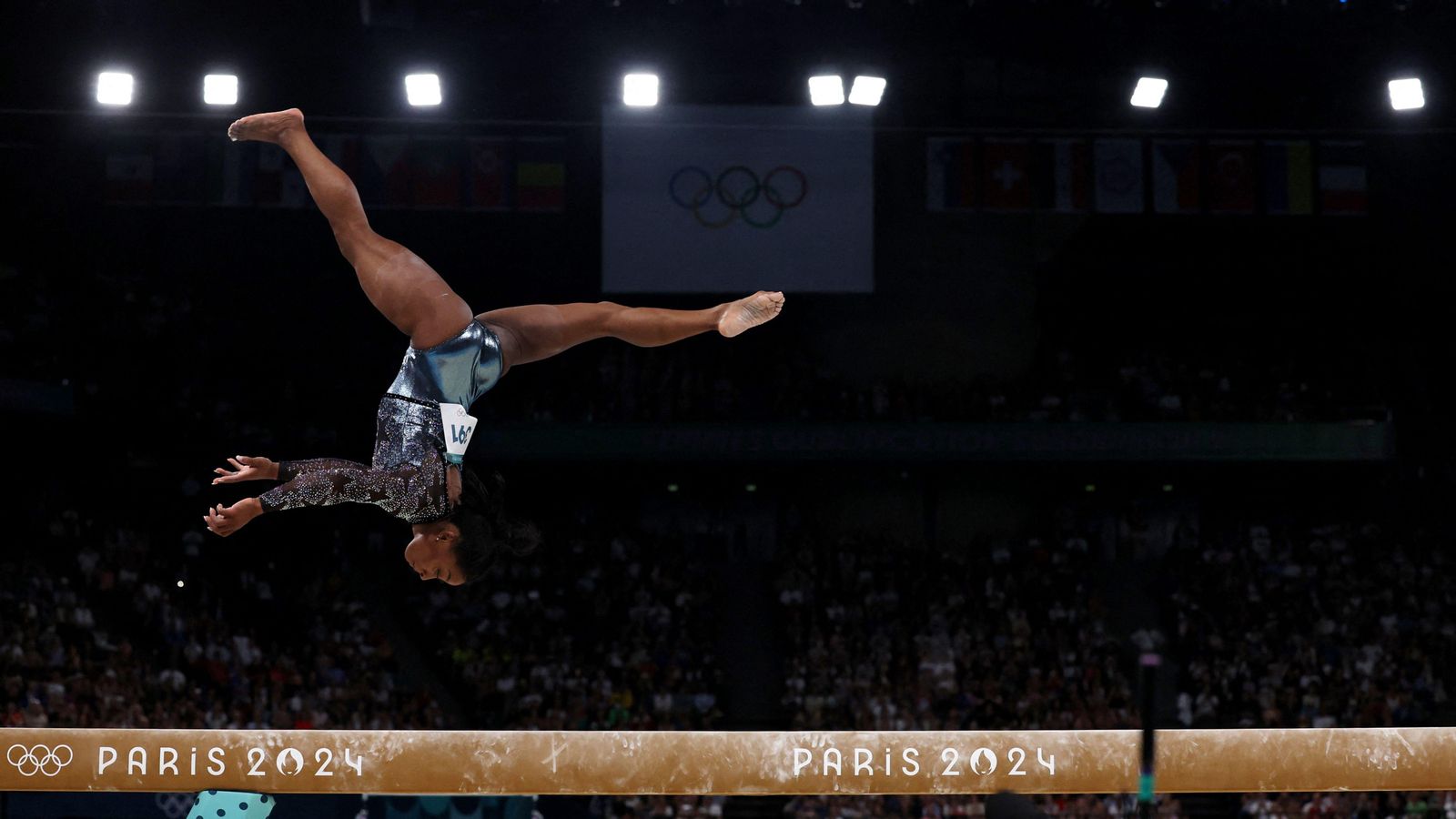 Simone Biles, durant la prova de classificació de gimnàstica artística Simon Biles, durant la prova de classificació de gimnàstica artística