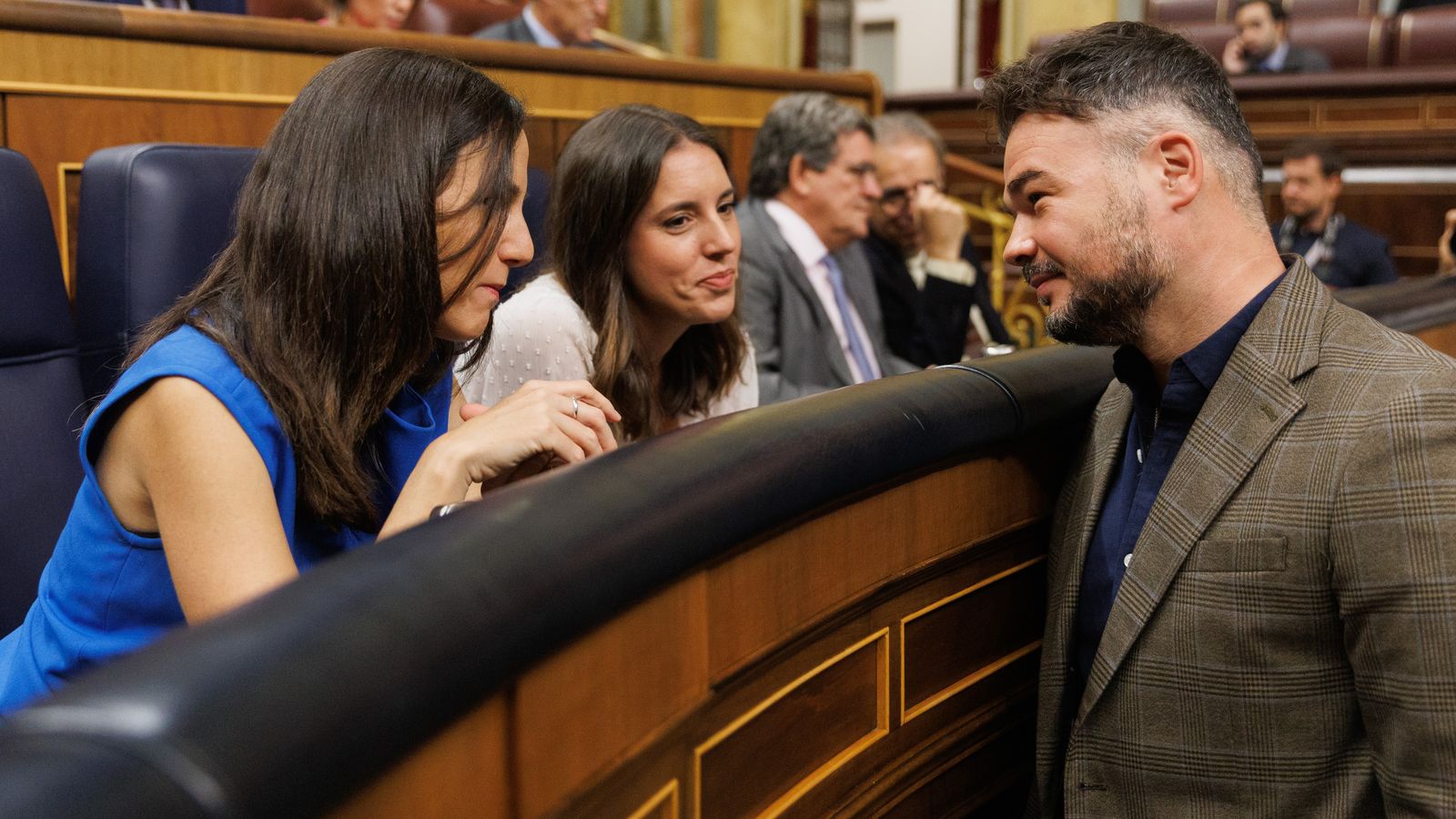 Ione Belarra, Irene Montero i Gabriel Rufián, al Congrés, en una imatg d'arxiu