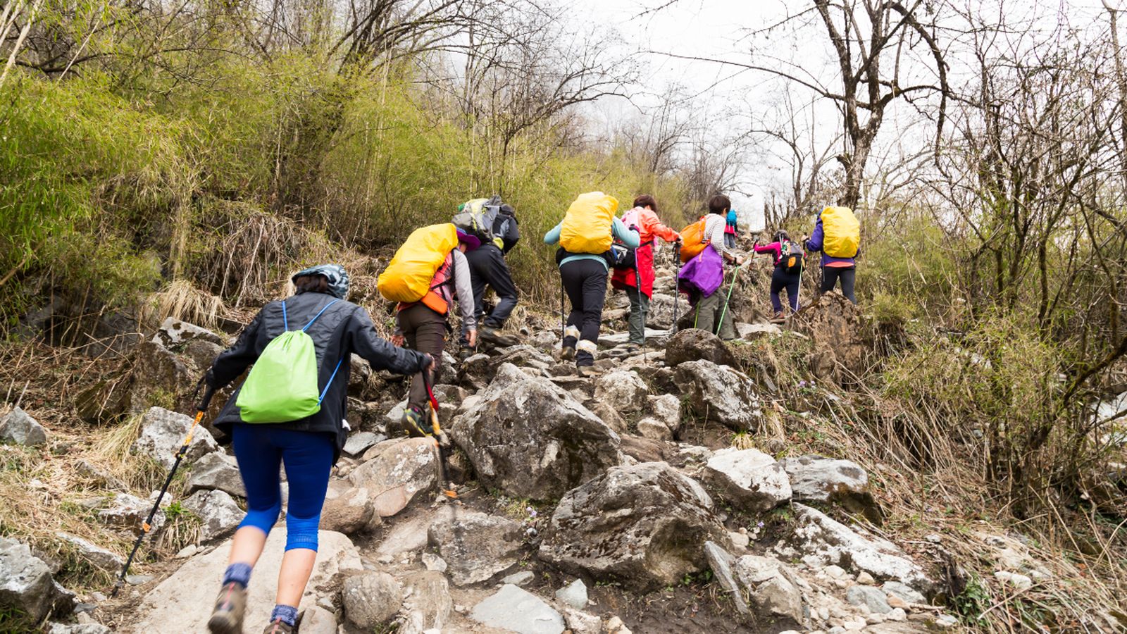 Un grup de persones pujant una muntanya