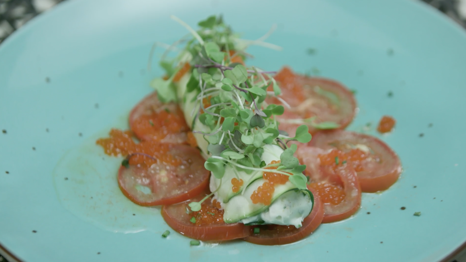 Caneló fred de carabasseta i crema de gorgonzola