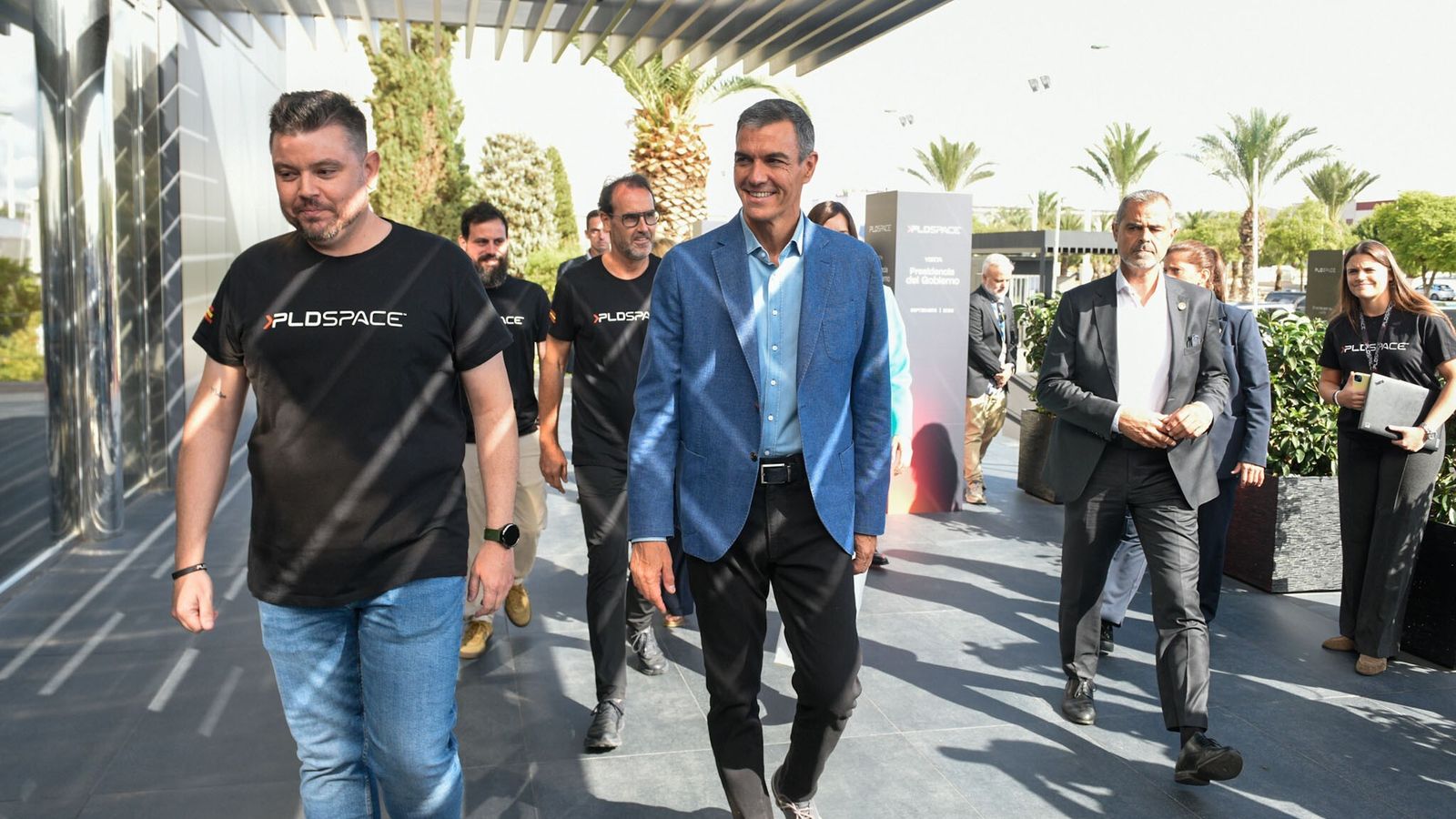 Pedro Sánchez, este dijous, durant la visita a les instal·lacions de PLD