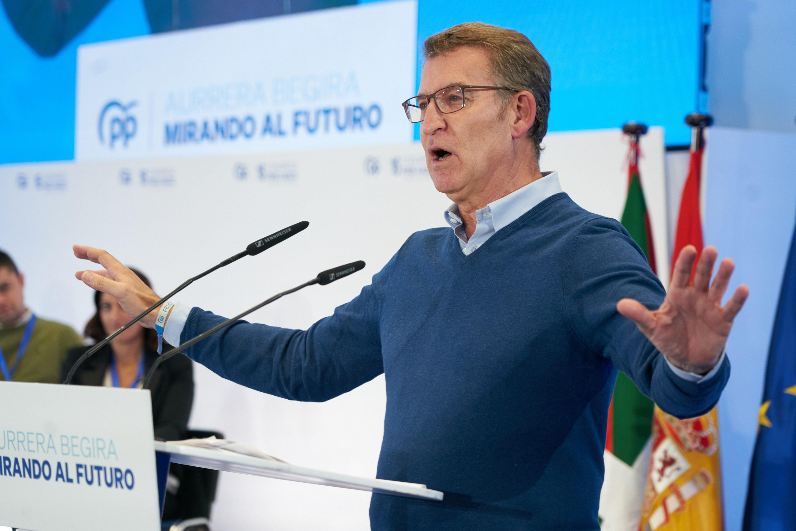 Alberto Núñez Feijóo, aquest dissabte en el XVI congrés del PP basc celebrat a Vitòria Alberto Núñez Feijóo, aquest dissabte en el XVI congrés del PP basc celebrat a Vitòria