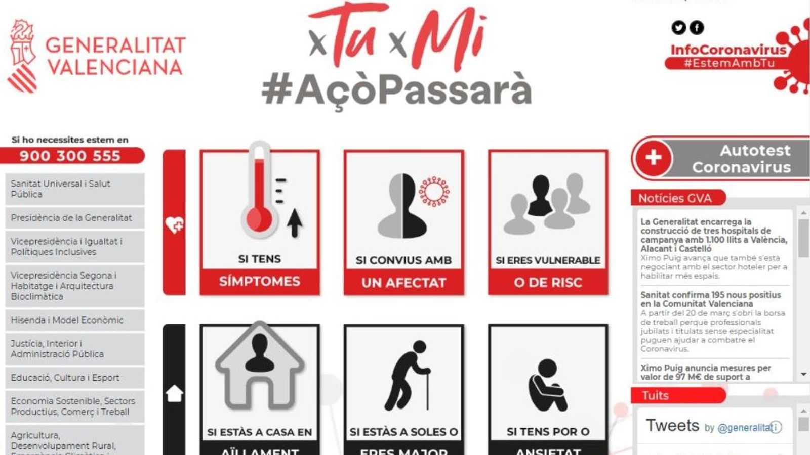 Nou web de la Generalitat amb informació i recomanacions sobre la Covid-19