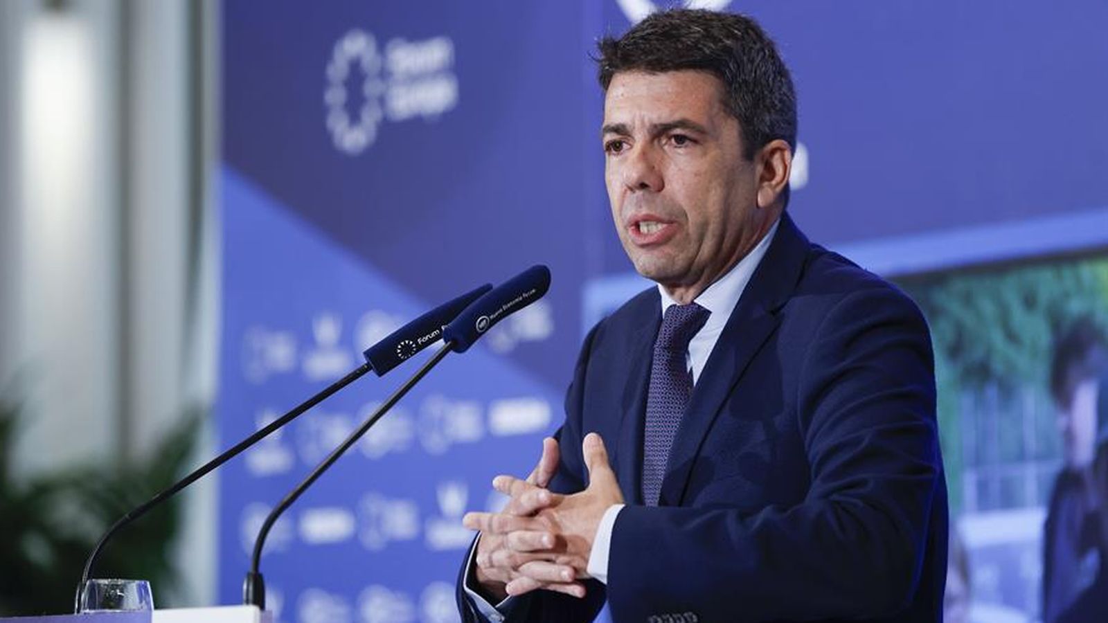 El cap del Consell durant la intervenció en el desdejuni informatiu de Madrid