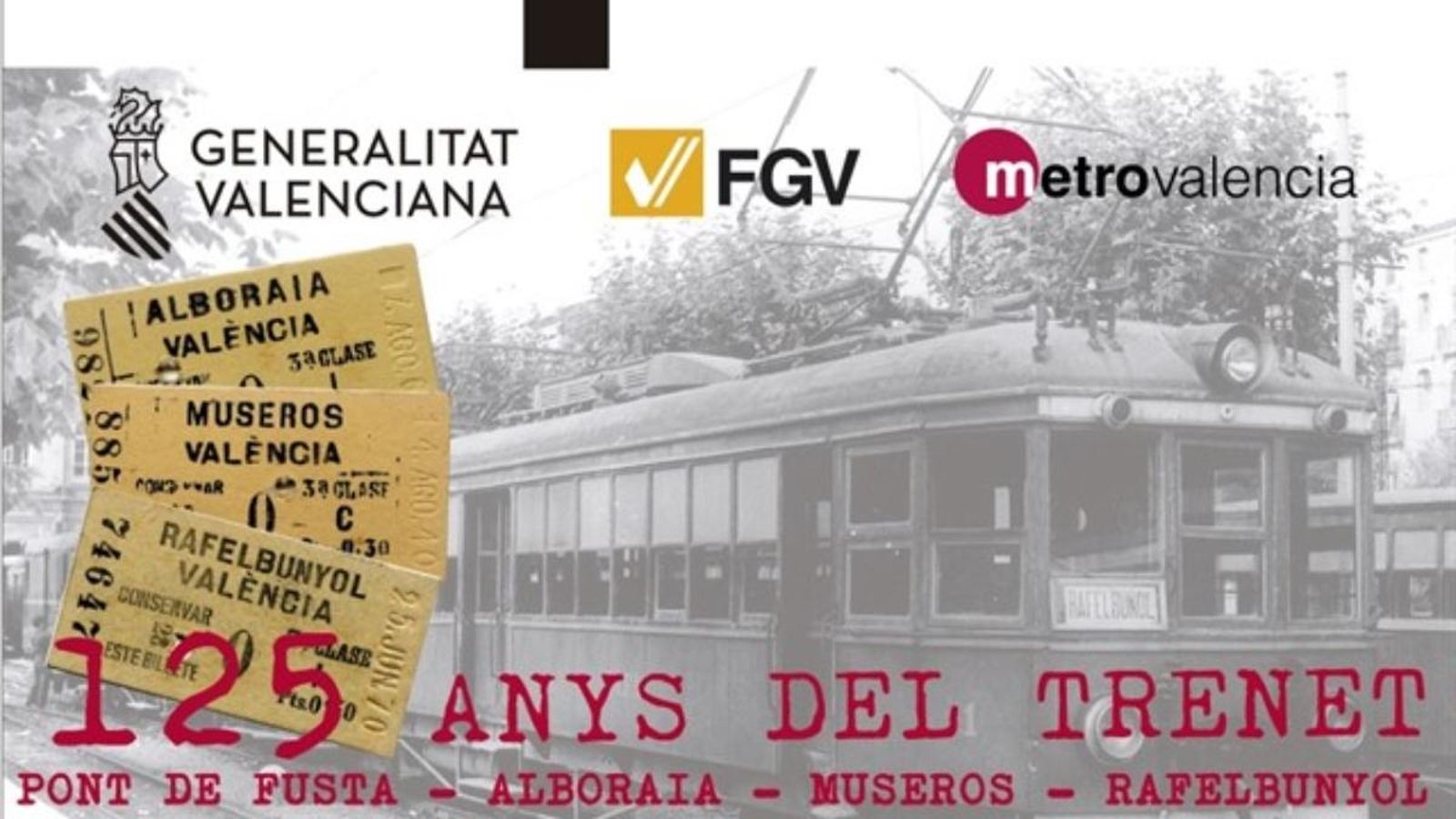 Targeta de transport especial dedicada al 125 aniversari de l'arribada del trenet a Rafelbunyol