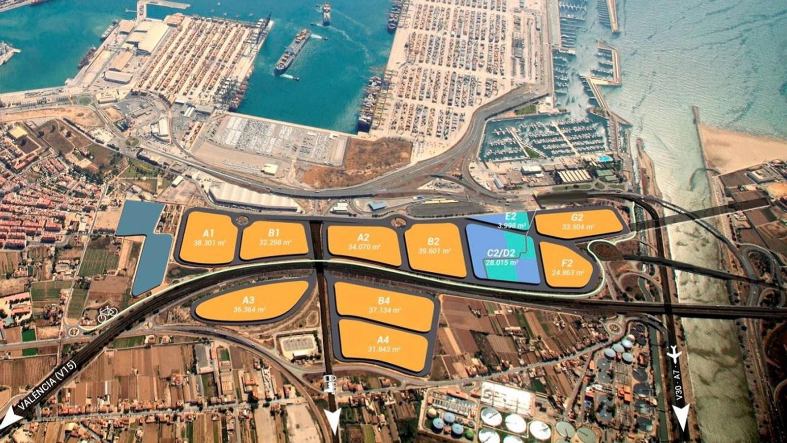 A l'esquerra de la imatge, les tres parcel·les que eixen a concurs