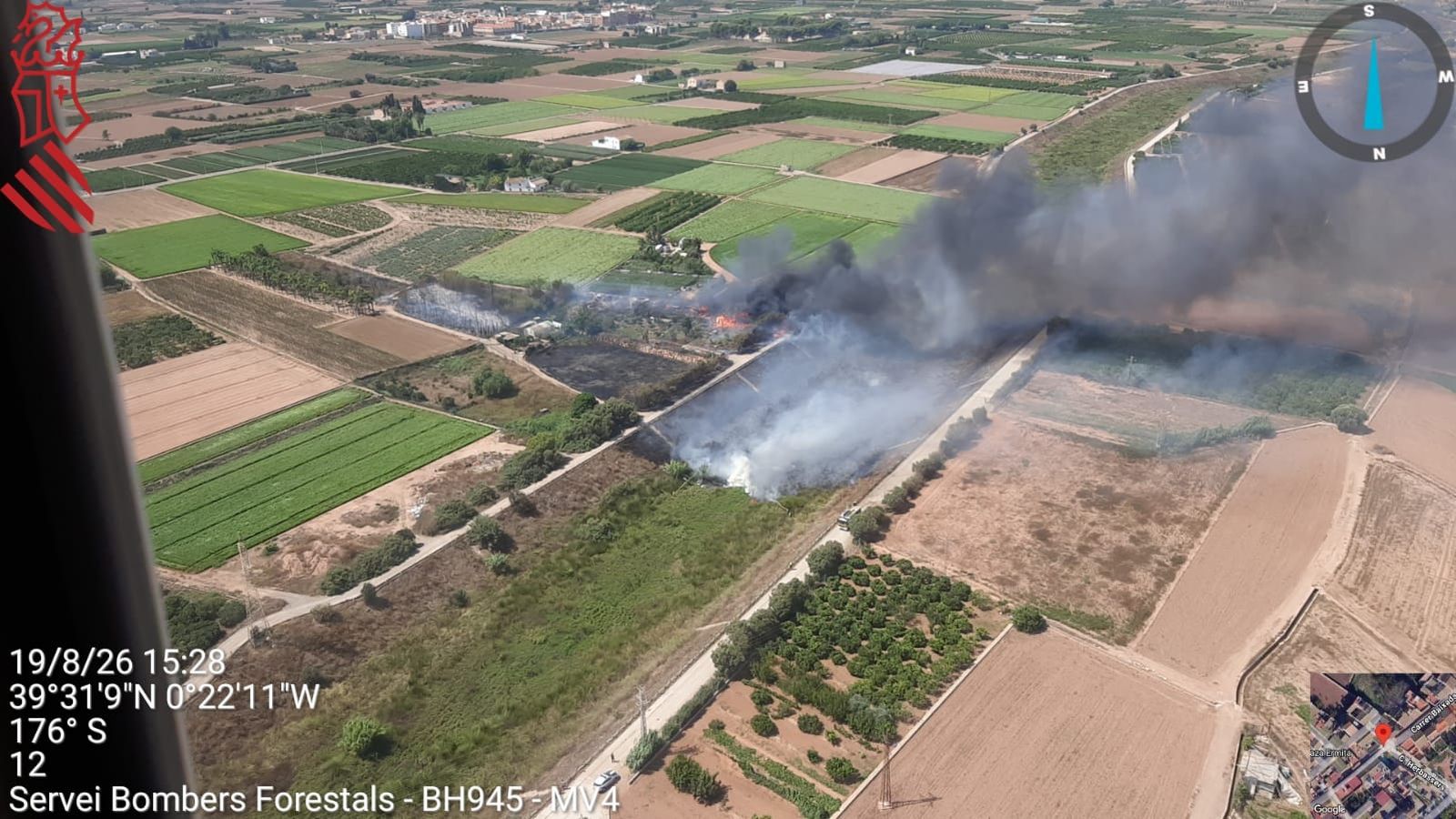 Visió de l'incendi a l'horta valenciana