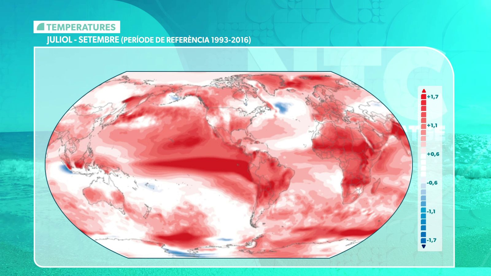 Anomalies de temperatura a nivell global per a juliol-setembre