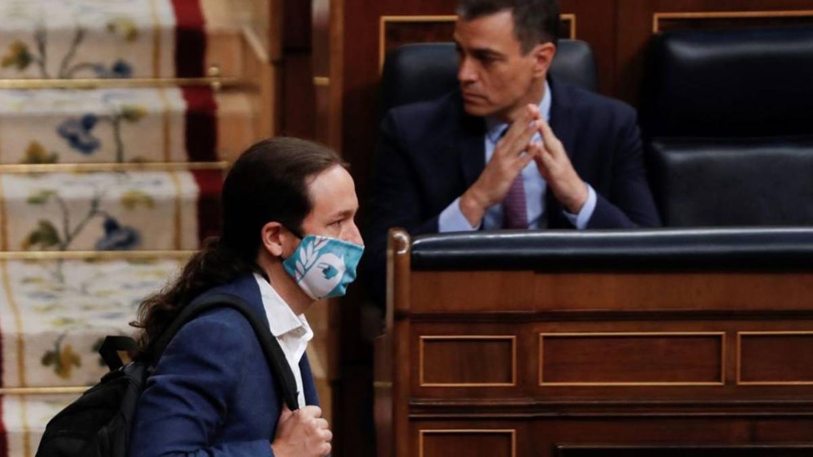 Imatge d'arxiu de Pablo Iglesias i Pedro Sánchez en el Congrés