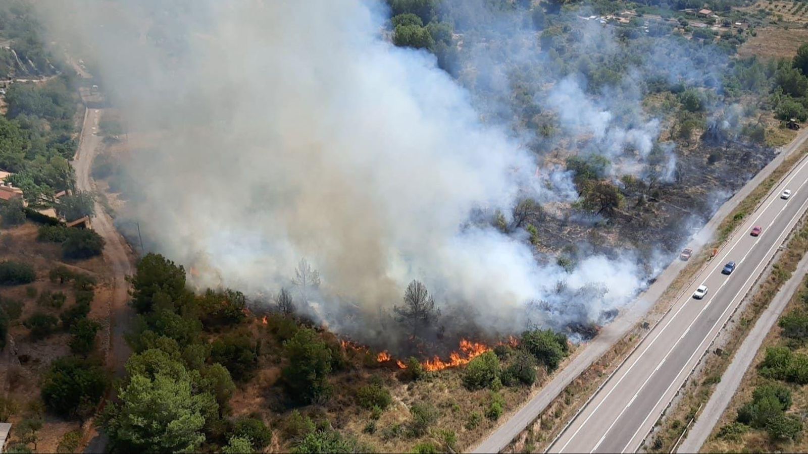 Imatge aèria de l'incendi