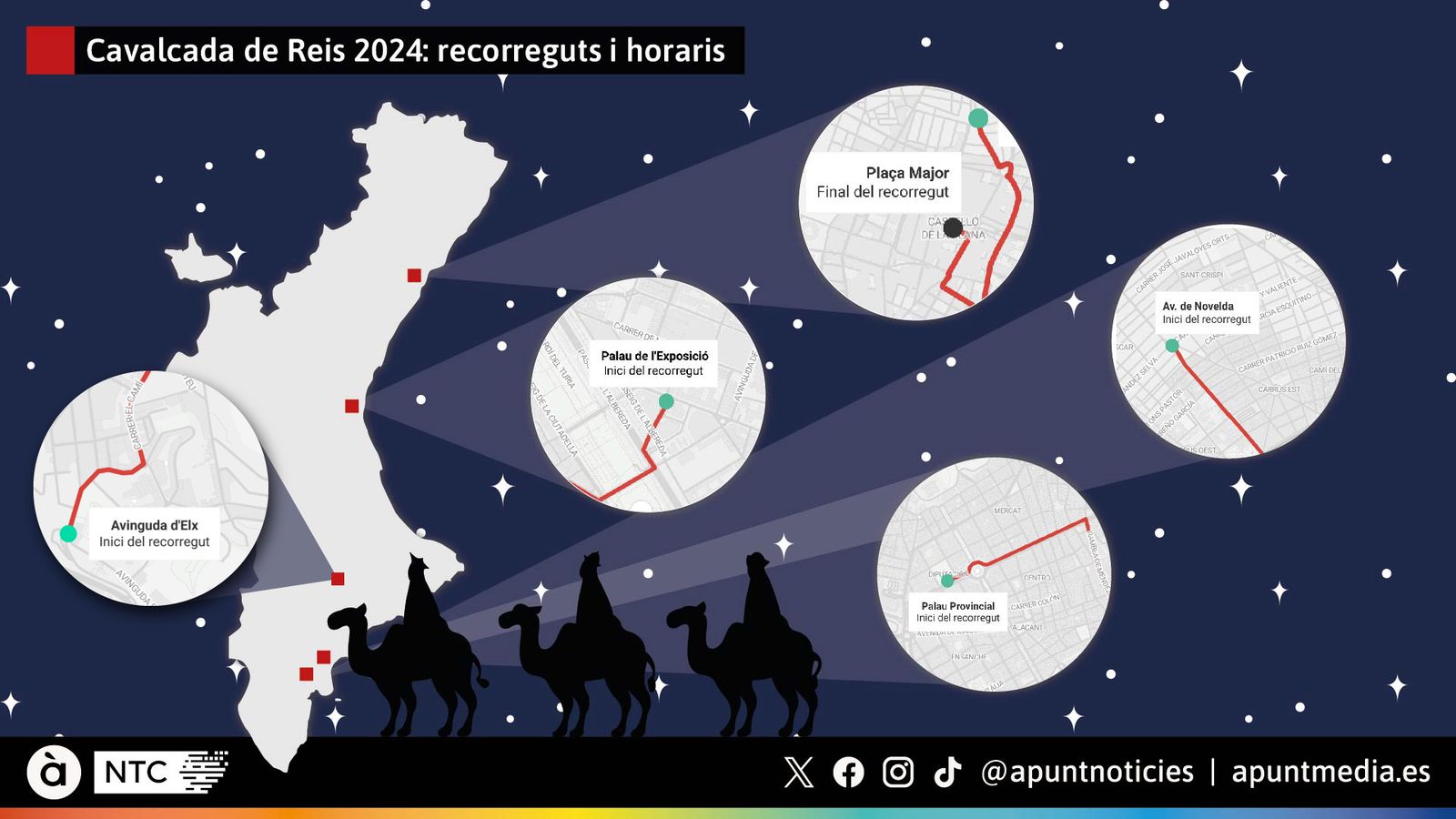 Recorreguts i horaris de les cavalcades de Reis 2024