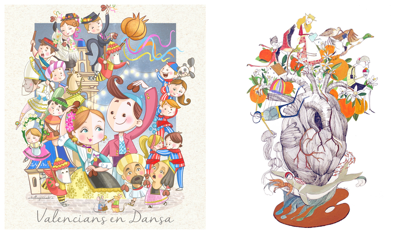 Esbossos de les falles municipals de València per a 2023: 'Valencians en dansa', de Ceballos&Sanabria, i 'Cardiografia valenciana', de Manolo García Lleonart i Marina Puche