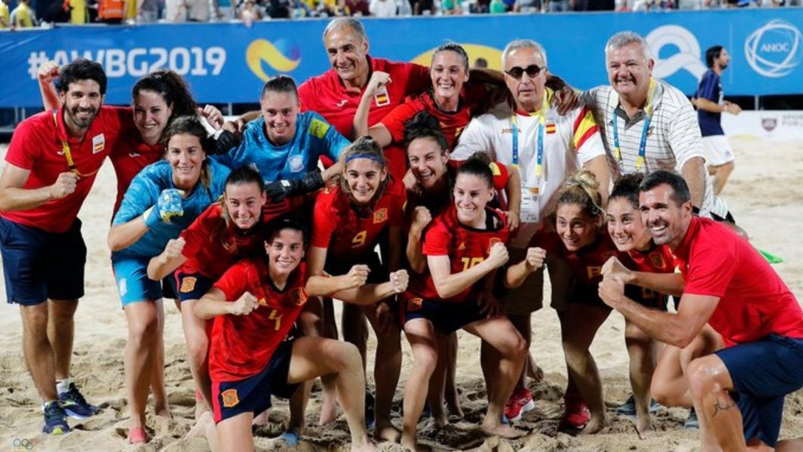 Celebració de la selecció en la platja Katara de Doha després de véncer la Gran Bretanya