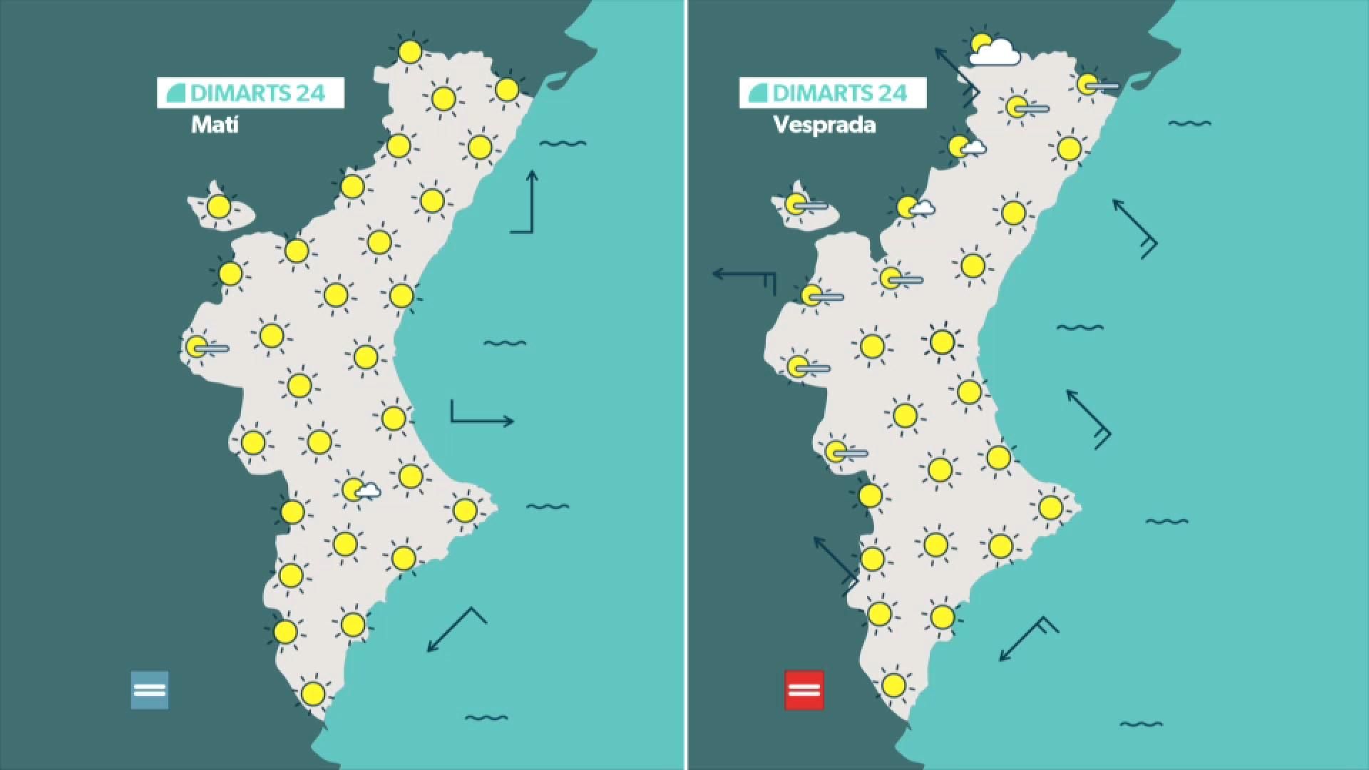 Dimarts assolellat al conjunt del territori Dimarts assolellat al conjunt del territori