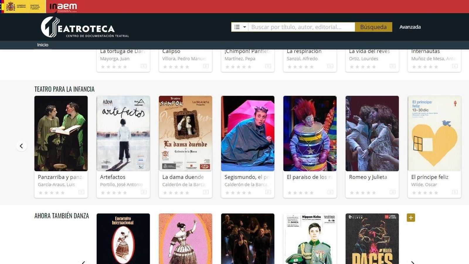 Imatge del web de la Teatroteca