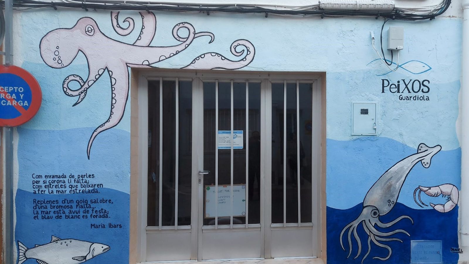 El poema "Mar en festa", reclam de Peixos Guardiola, a Xaló (La Marina Alta)