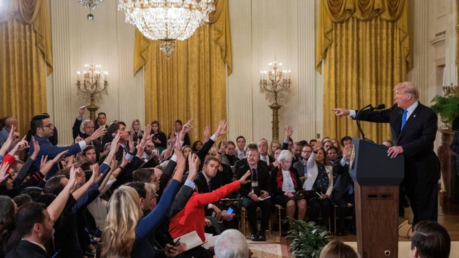 El president dels EUA, Donald Trump, en la primera roda de premsa a la Casa Blanca després de les eleccions