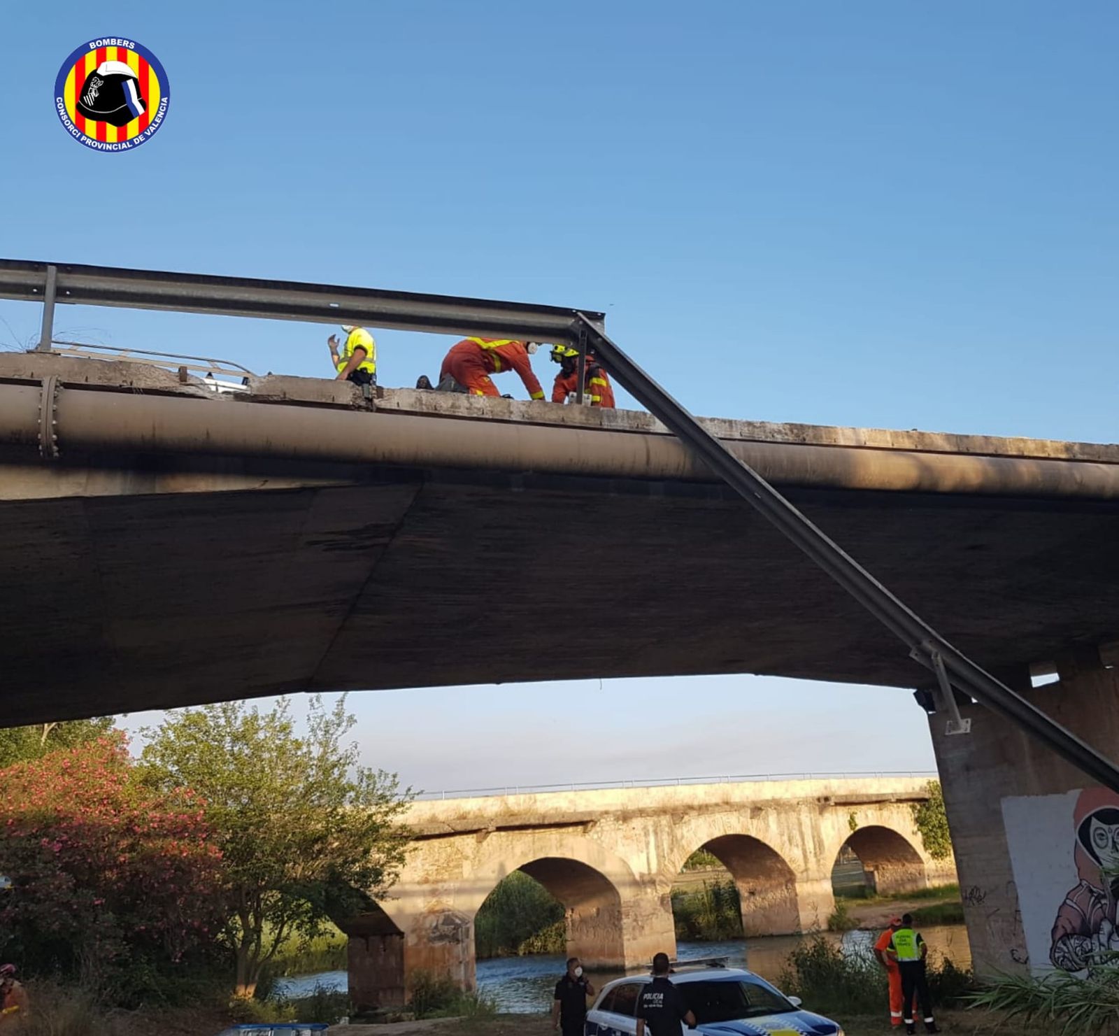 Pont en obres a Riba-roja de Túria on s'ha produït l'accident