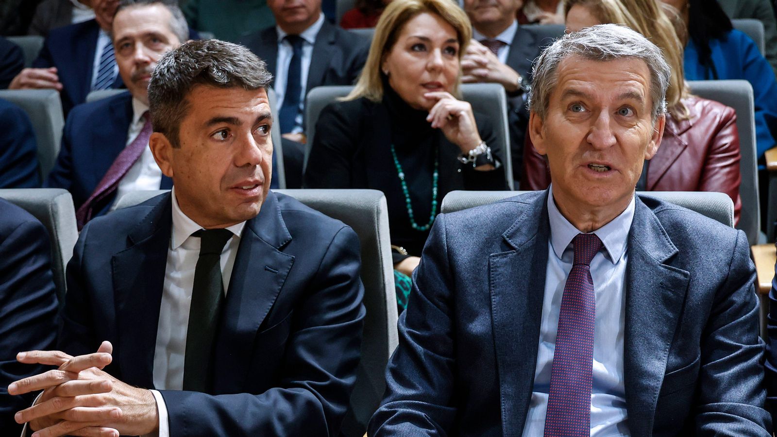El president del Consell, Carlos Mazón i el líder del PP nacional, Alberto Núñez Feijóo
