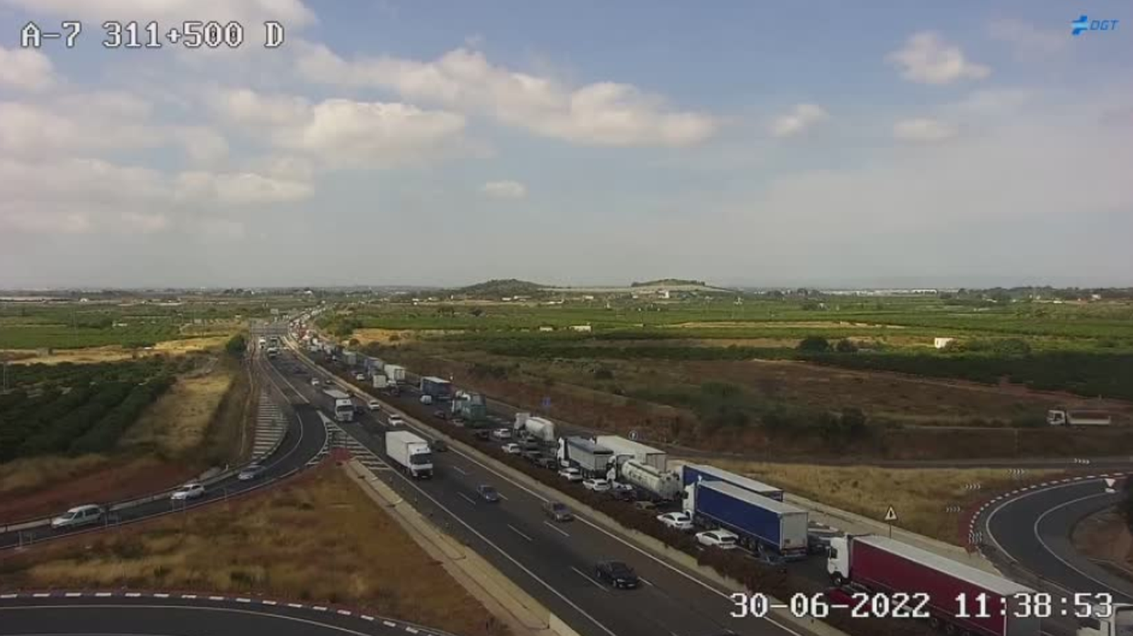 Retencions a l'A7 a causa de la persecució