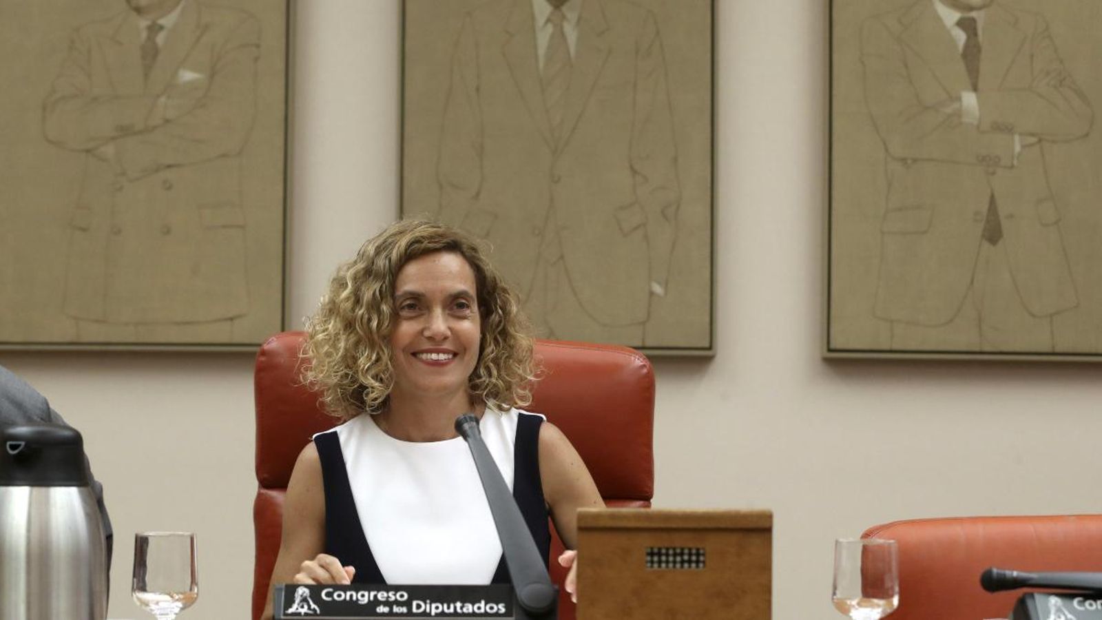 La presidenta del Congrés, Meritxell Batet, durant la constitució de la Comissió Mixta de la Unió Europea