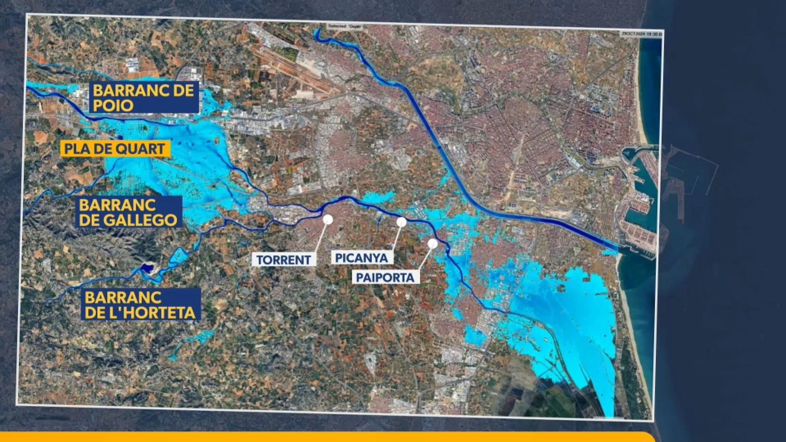 Grafisme que il·lustra el camí de l'aigua el 29 d'octubre de 2024
