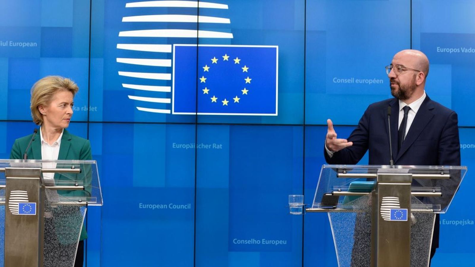 La presidenta de la Comissió Europea, Ursula von der Leyen i el president del Consell Europeu, Charles Michel