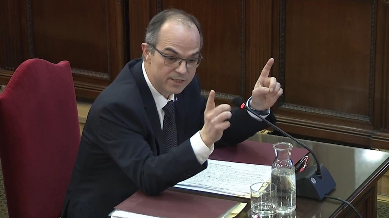 L'exconseller de Presidència de la Generalitat de Catalunya Jordi Turull, en la quarta sessió del juí