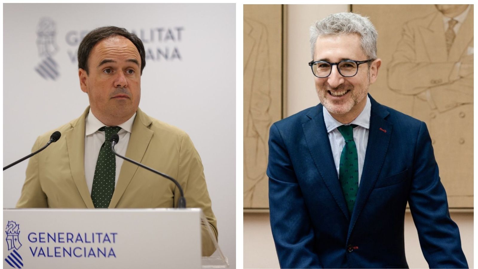 El president de la Generalitat, Juanfran Pérez Llorca i el ministre d'Hisenda Arcadi España