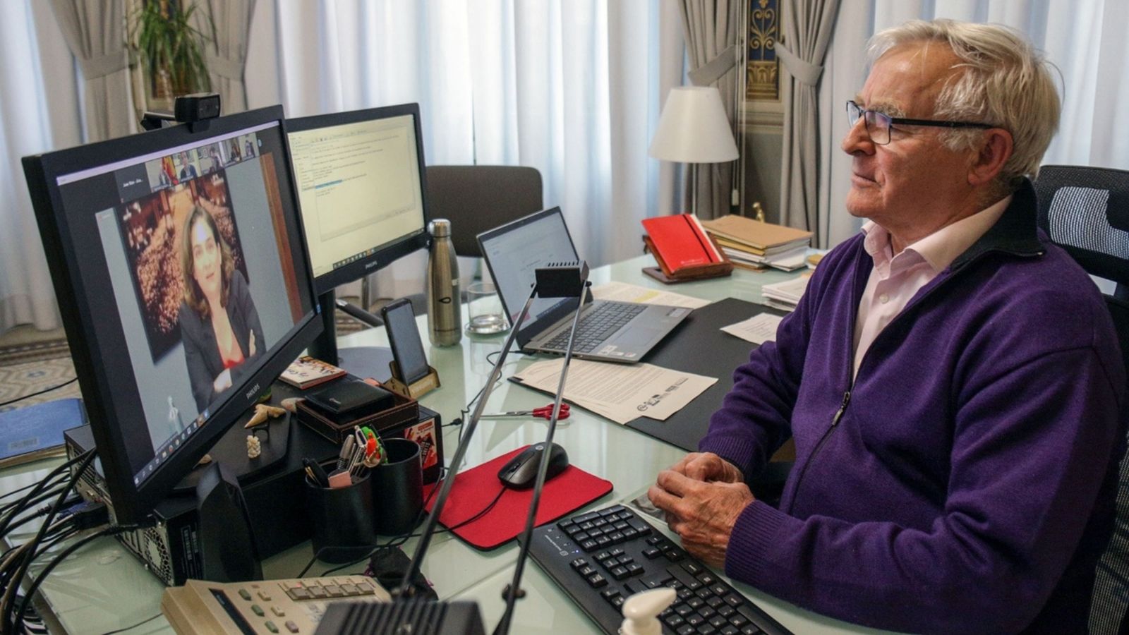L'alcalde de València, Joan Ribó, s'ha reunit per videoconferència amb els homòlegs de les grans urbs d'Espanya