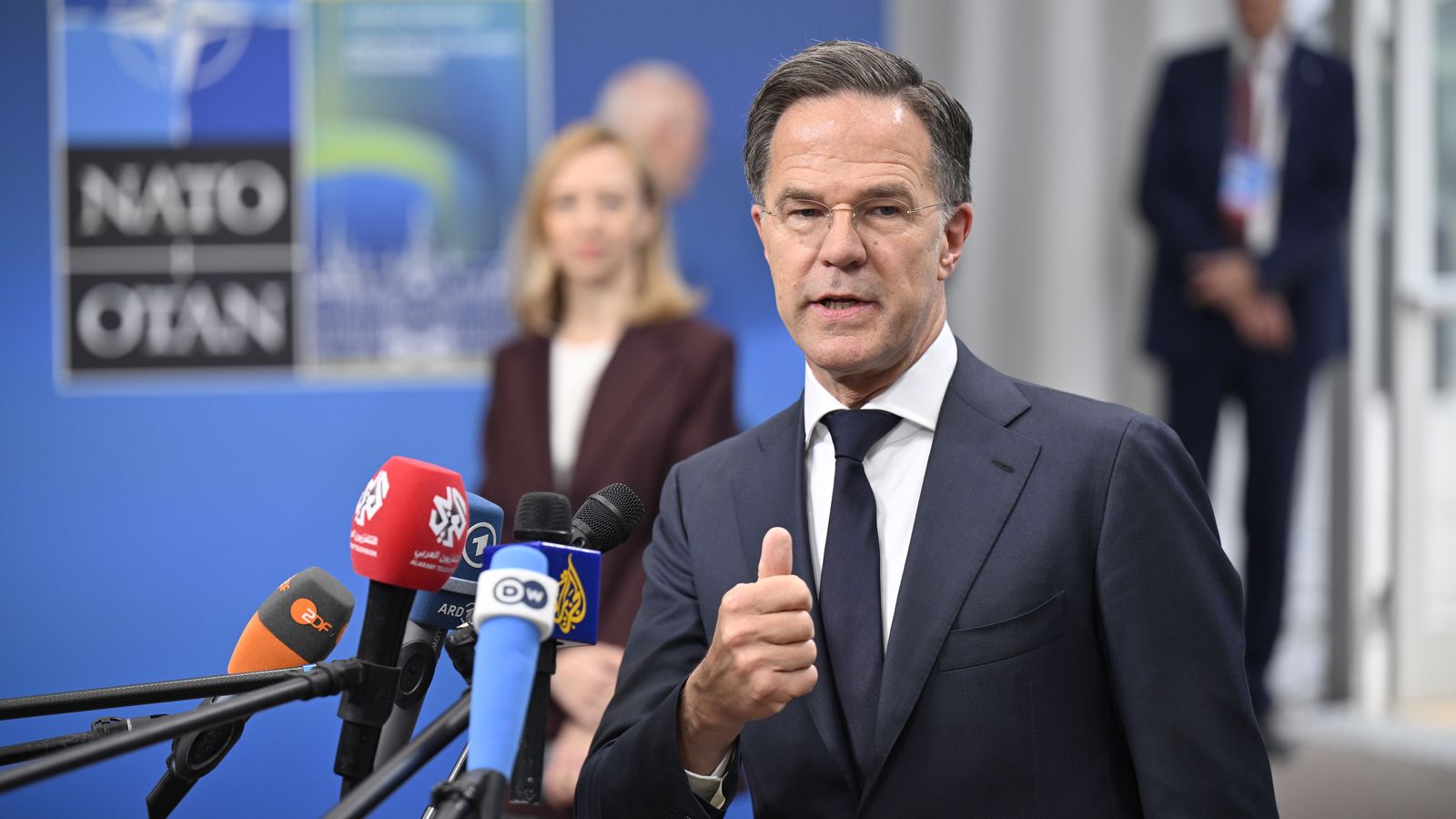 l secretari general de l’OTAN, Mark Rutte, durant la reunió de ministres d’Exteriors de l’Aliança a Helsingborg, a Suècia