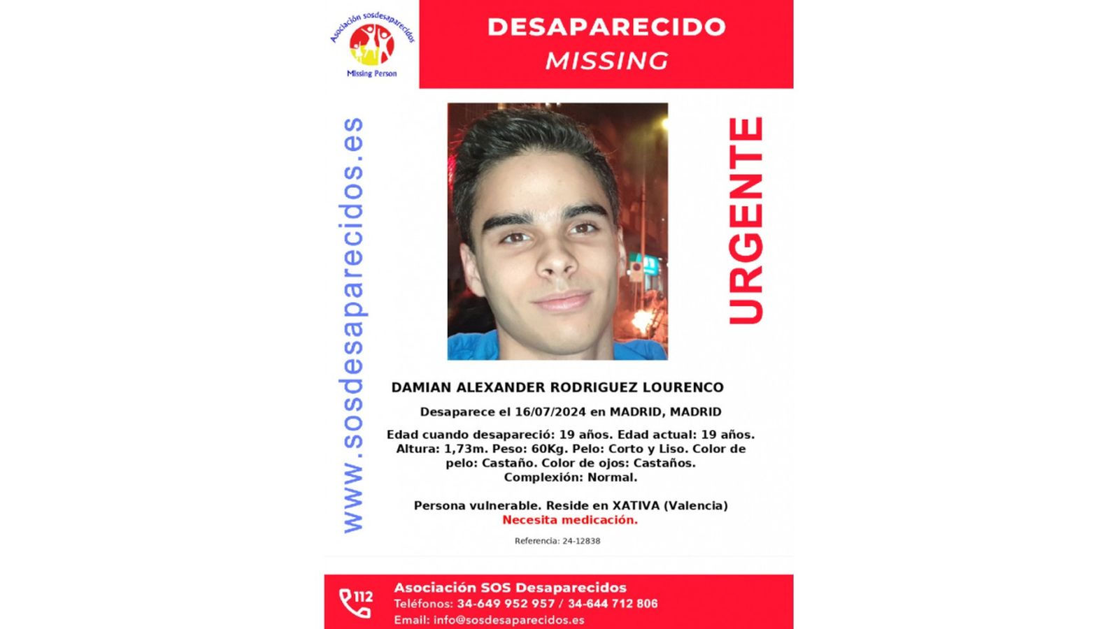 Cartell de la desaparició de Damián Alexander