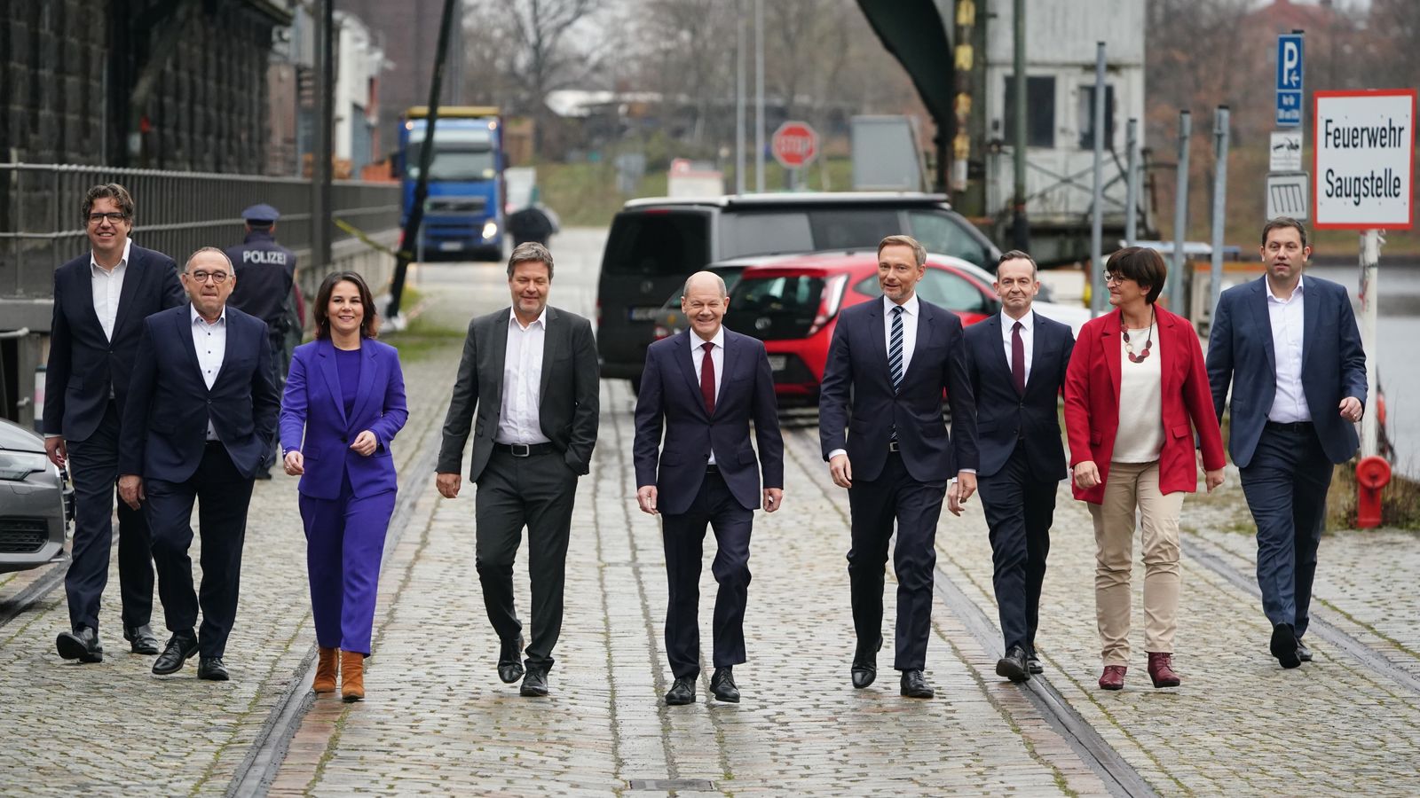 Representants dels partits que governaran Alemanya en coalició, entre ells Scholz