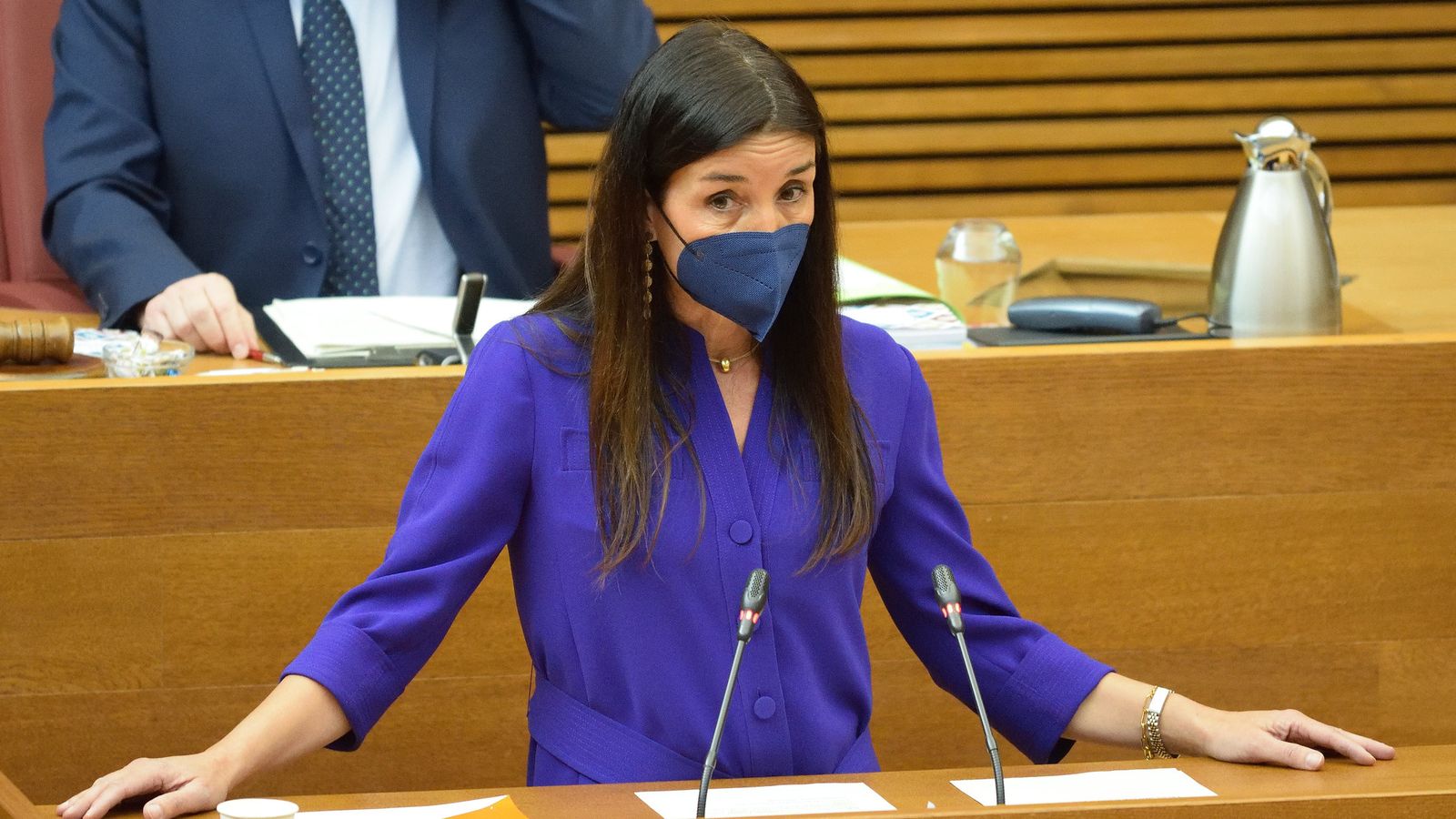 Ruth Merino durant la seua intervenció al ple de les Corts d'aquest dijous