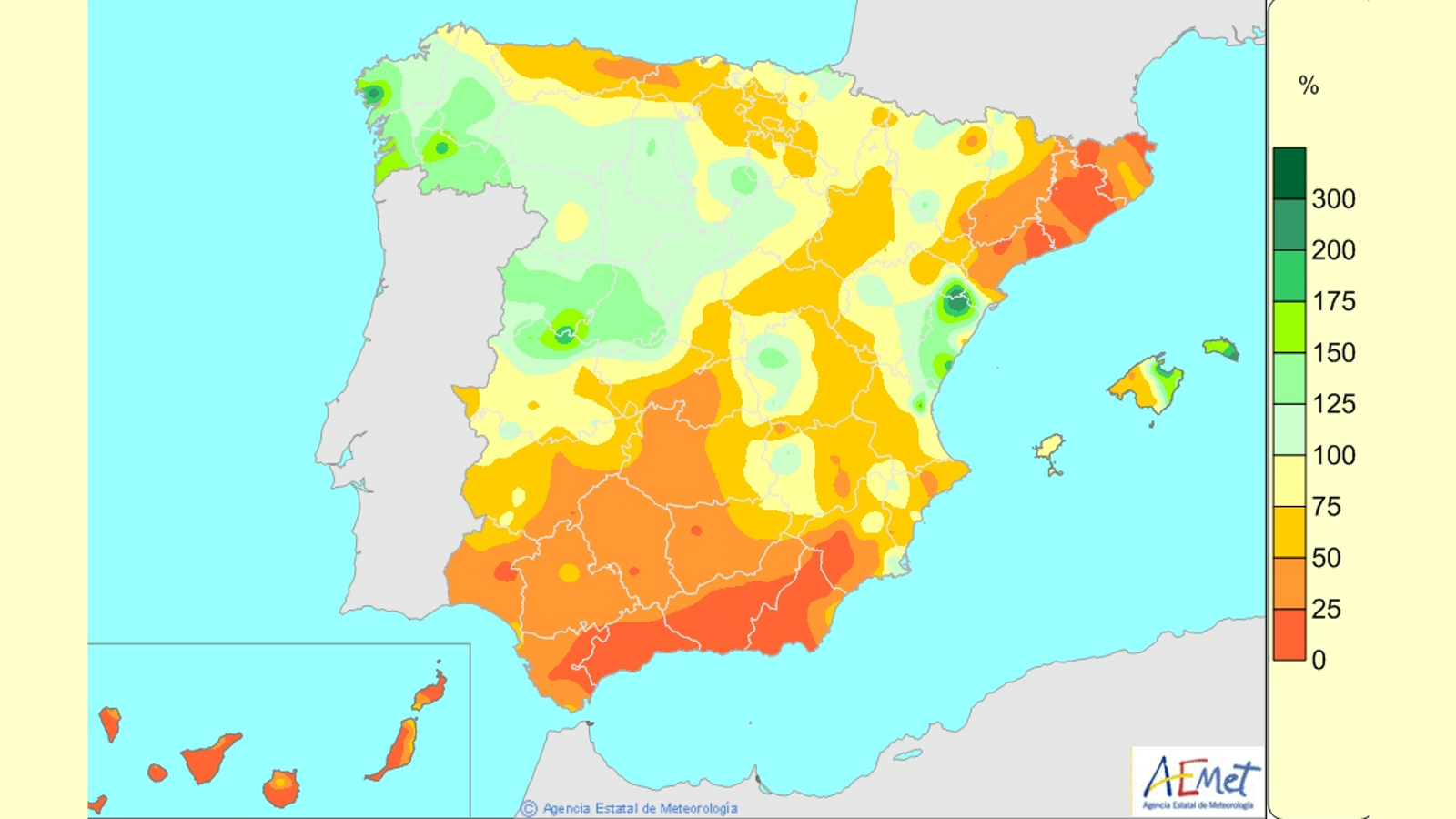 Percentatge de precipitació acumulada entre l'1 d'octubre i el 29 de novembre